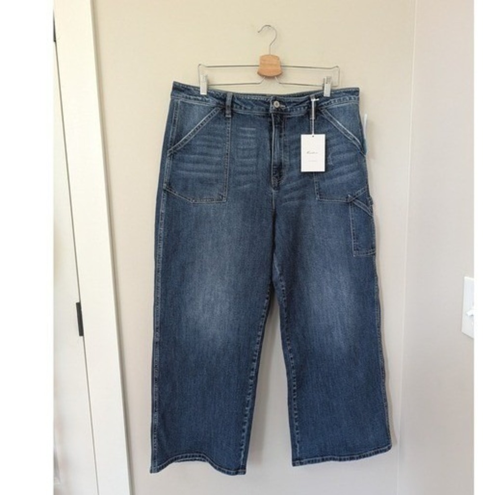 KanCan Hallie Ultra High Rise Wide Leg Jeans Medium Indigo WD1251-2-SF Womens 16